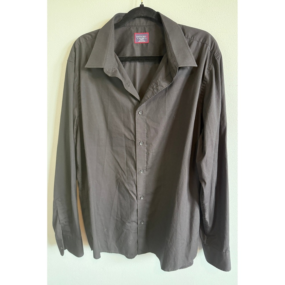 UNTUCKit Mens 100% Cotton Button Down XXL Black Slim Fit Casual Business Work
